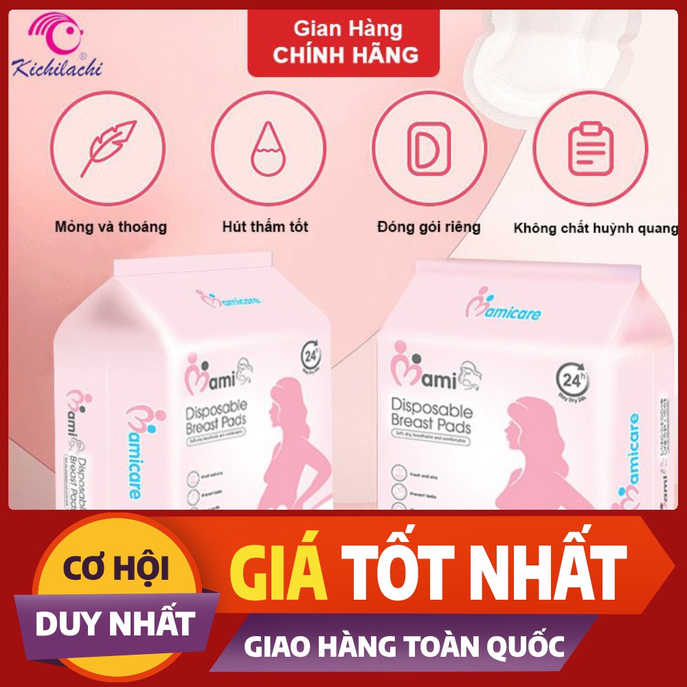 Miếng Lót Thấm Sữa MamiCare 100 Miếng & 30 Miếng , Siêu Thấm , Siêu Dính,Siêu Mỏng, Chống Tràn, Cấu Tạo 3D Thoáng Khí ! 