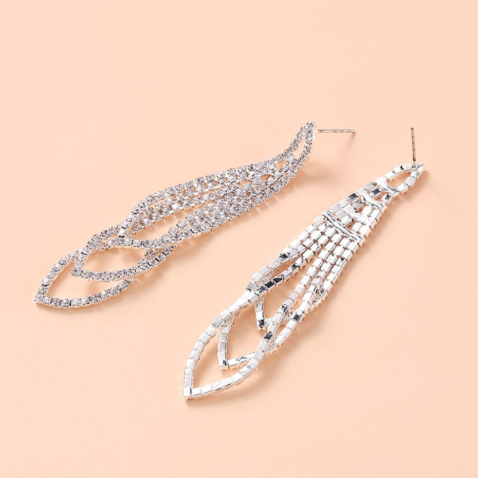 Khuyên Tai Nữ Dài Đính Đá Sang Trọng