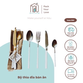 Bộ thìa dĩa inox 304 thiết kế sang trọng phù hợp cho bữa ăn gia đình dao nĩa ăn steak