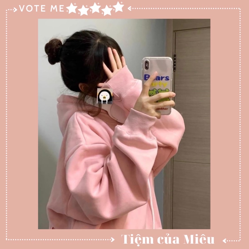 Áo hoodie hồng thêu hoạ tiết sau Tiệm Của Miêu | BigBuy360 - bigbuy360.vn