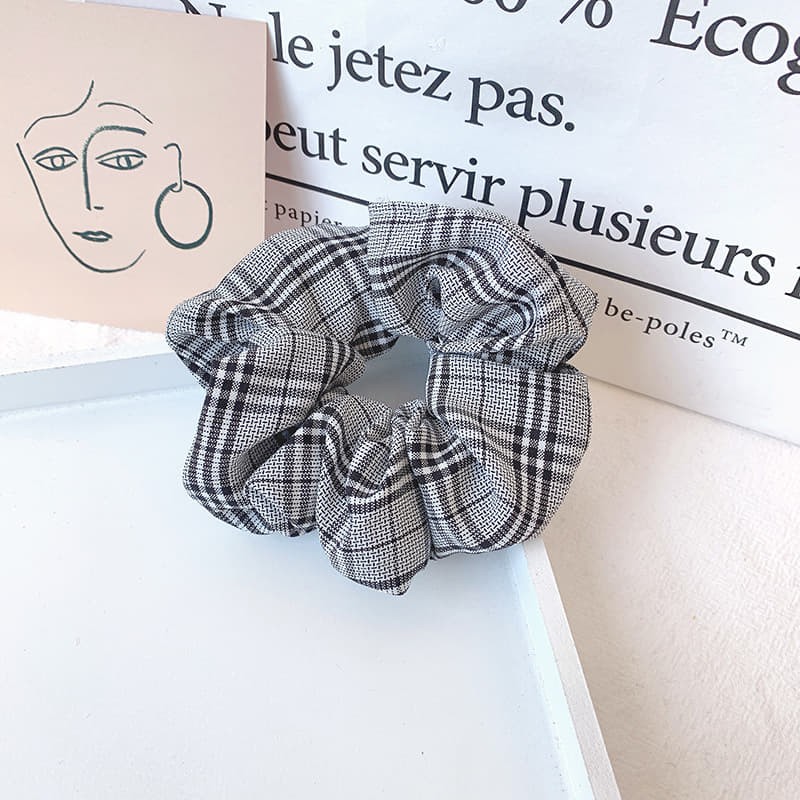 Dây buộc tóc vải scrunchies vải caro siêu đẹp