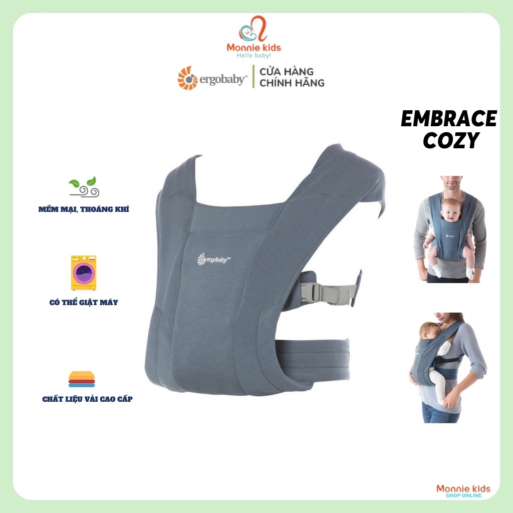 Địu ngồi Ergobaby Embrace Cozy cho bé sơ sinh, đai địu em bé trợ lực an toàn - Monnie Kids