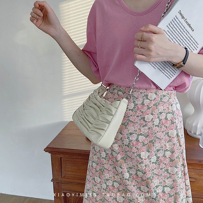 Túi xách nữ đeo kẹp nách túi da xếp ly phối kèm dây xích 1999store_official