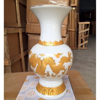 Bình cắm hoa trắng rồng cao 25cm