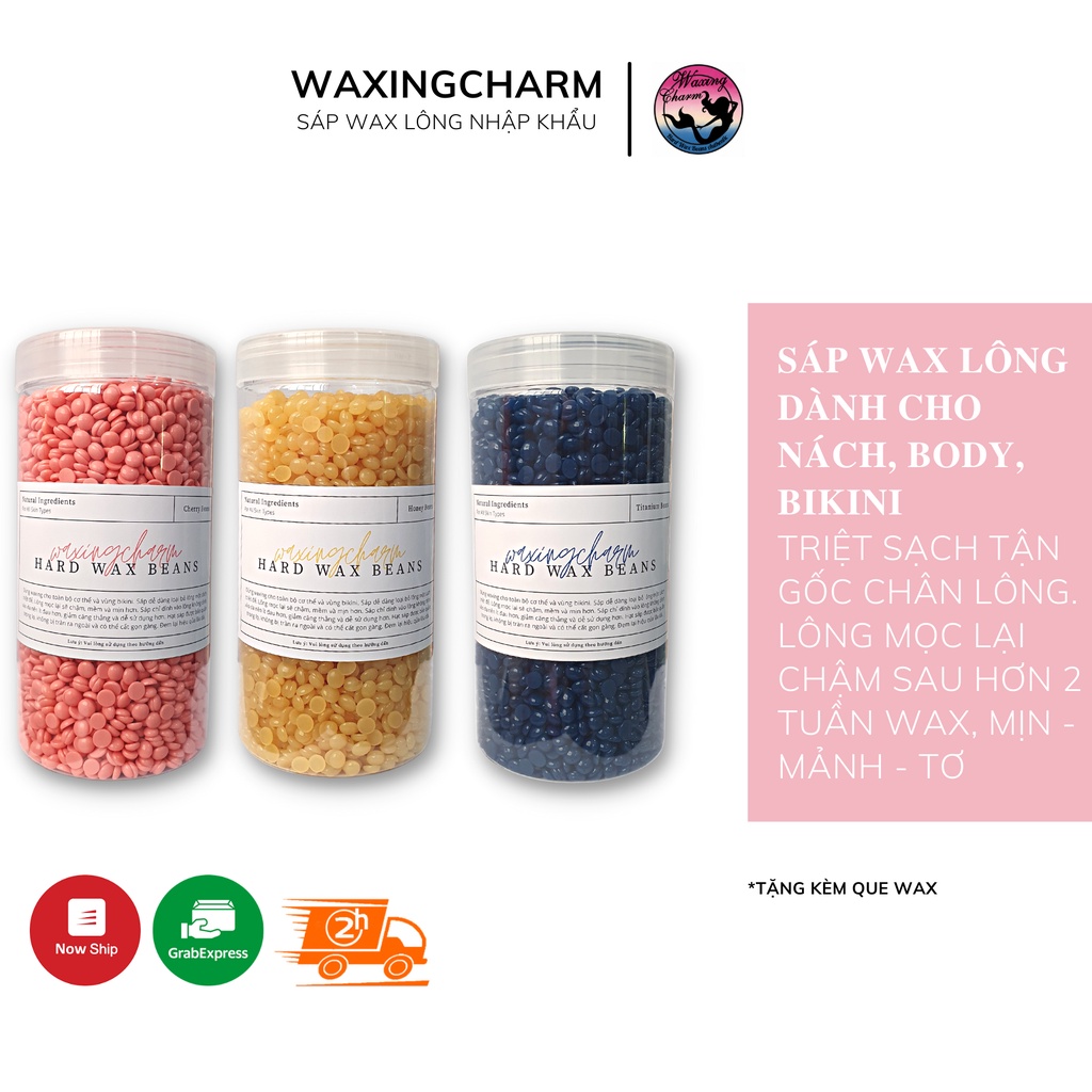 1KG Sáp Wax Lông Nóng Hard Wax Beans Waxingcharm Dành Cho Nách, Body, Bikini Tặng Que Wax