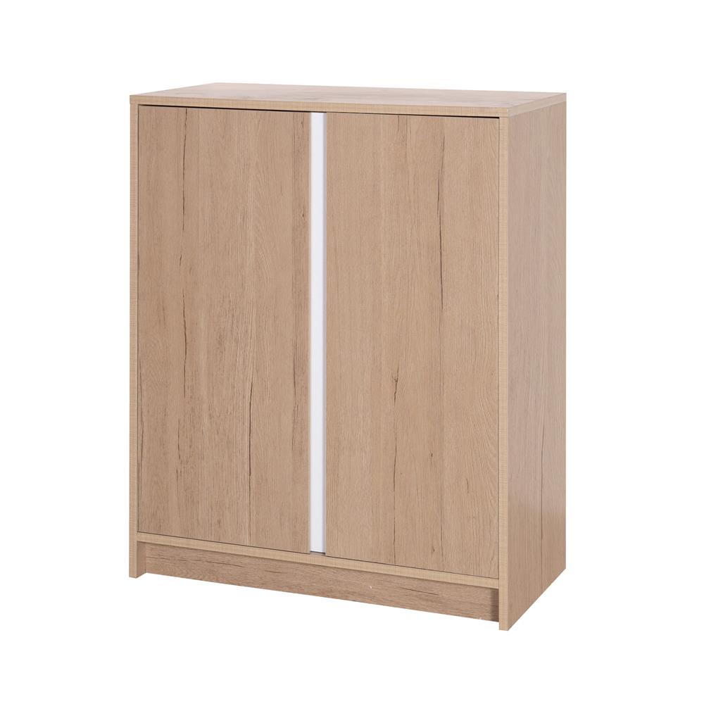 HomeBase FURDINI Tủ giày bằng gỗ ép thiết kế không tay cầm để được 15 đôi giày MITCH Thái Lan W80xH85xD35cm màu gỗ/trắng