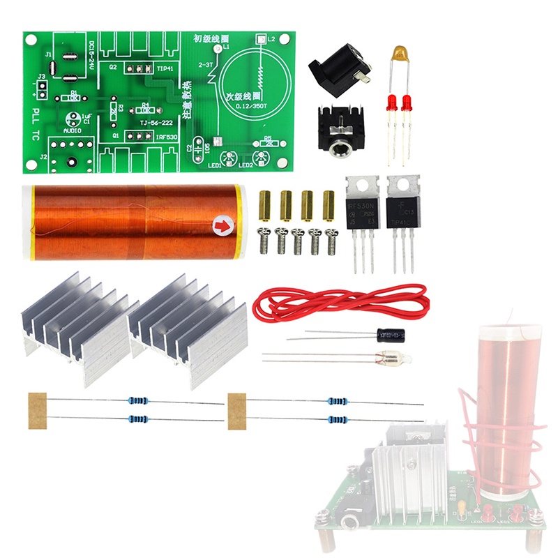 【sellbesteveryday01.vn】DIY Kit Mini Tesla Coil Plasma Speaker Set Electronic Field Music Project Part