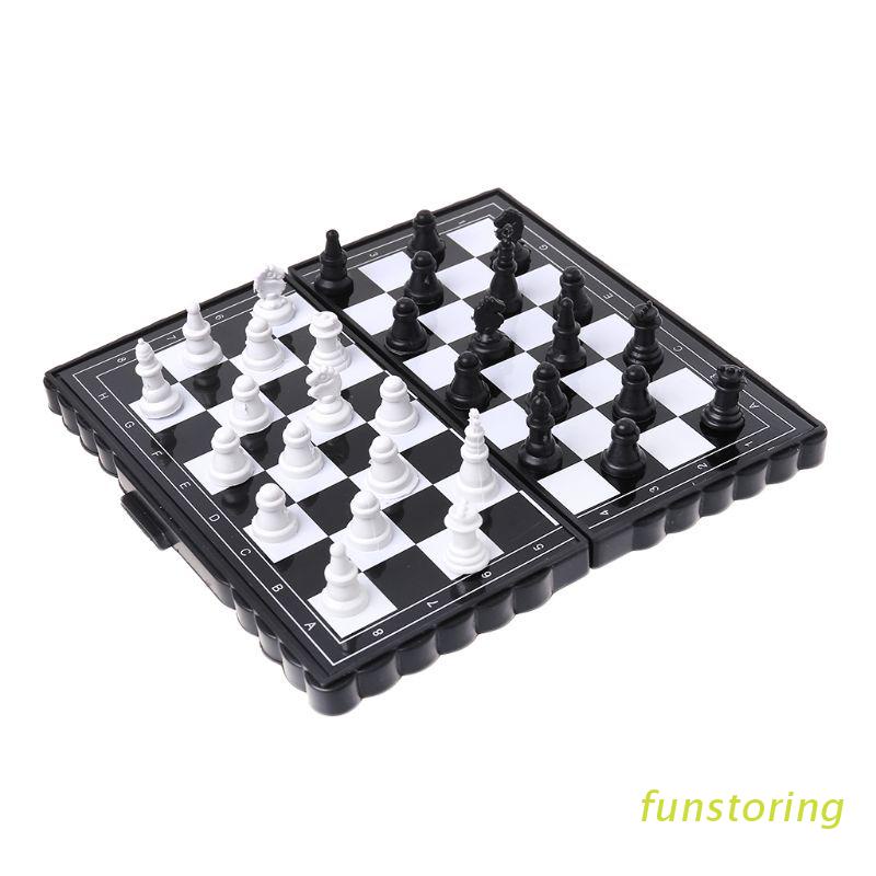 Set cờ vua đồ chơi mini bằng nhựa gấp lại được nam châm nhỏ gọn dành cho trẻ em