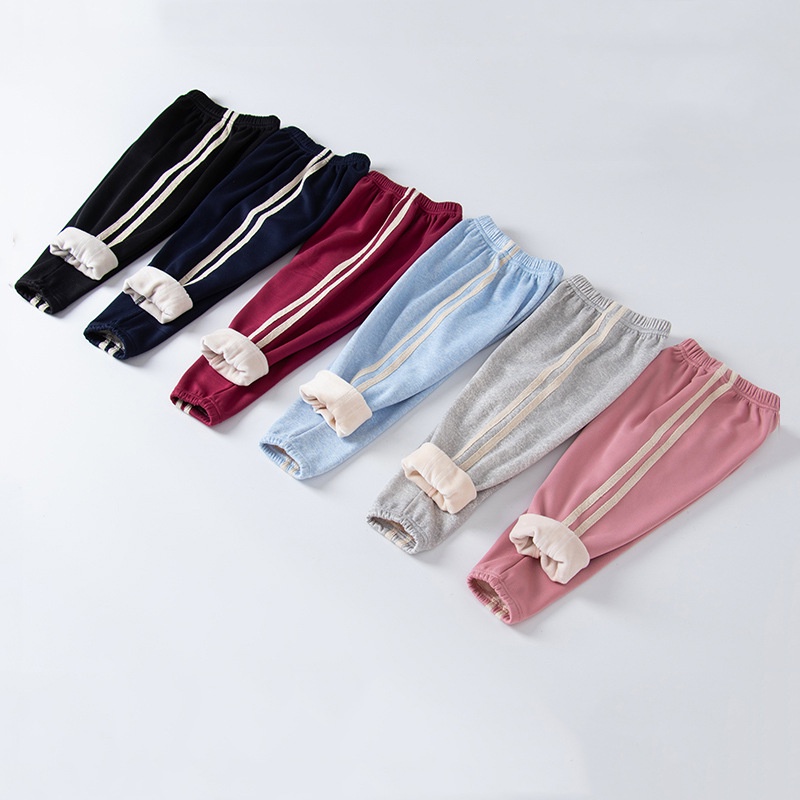 YAOEENH Quần Dài Thể Thao Lót Lông Cừu Dày Dặn Giữ Nhiệt Thời Trang Thu Đông Cho Bé 100-160cm