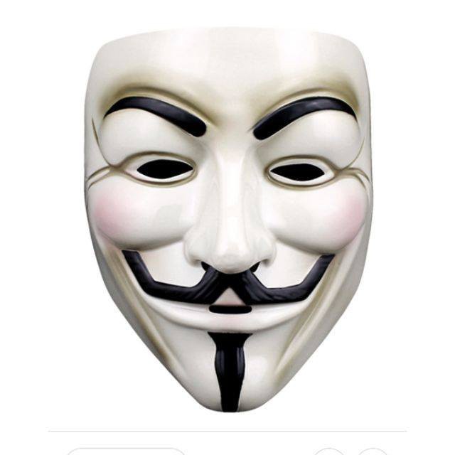 Mặt nạ Hacker Anonymous hóa trang màu trắng chất liệu an toàn phù hợp phổ quát lứa tuổi