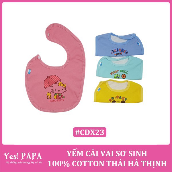 Yếm cài vai sơ sinh 100% cotton Thái Hà Thịnh