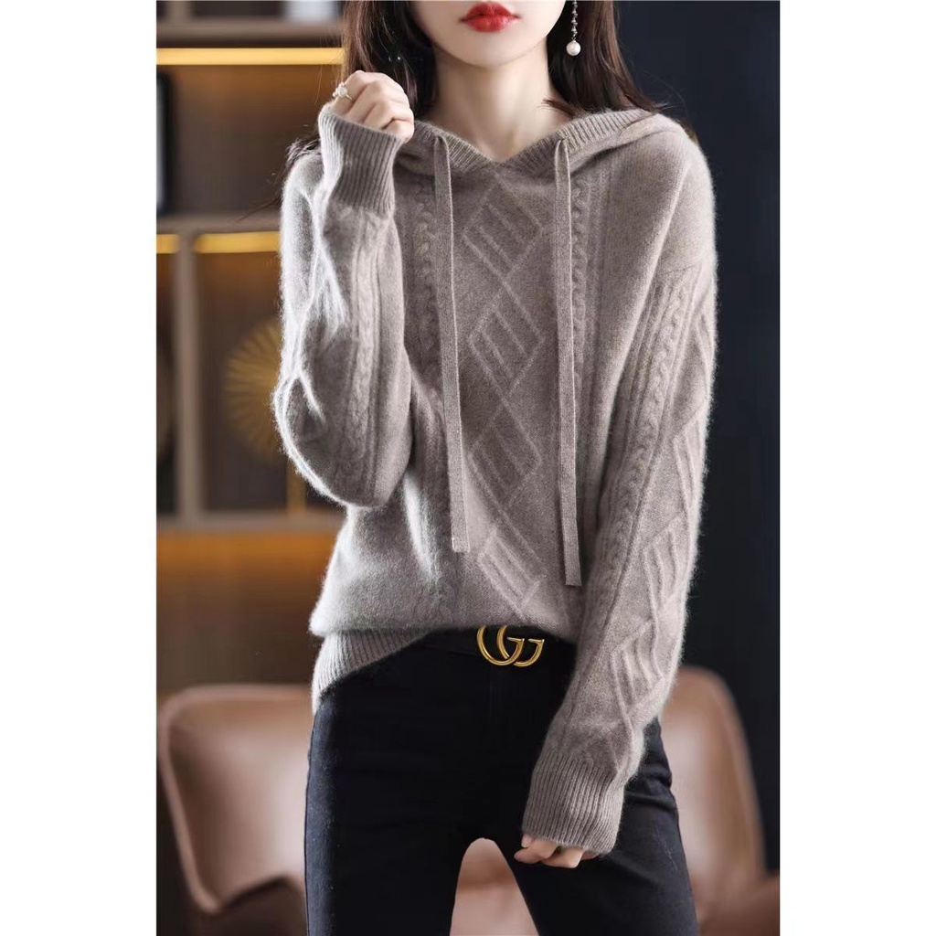 Áo Cardigan Bigsize, Áo Hoodie Dệt Kim Tay Dài Dáng Rộng Thời Trang Thu Đông Kiểu Mới Cỡ S-2XL Cho Nữ