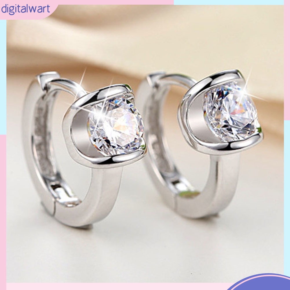 Bông Tai Đính Hạt Đá Tròn Thời Trang Nữ Tính