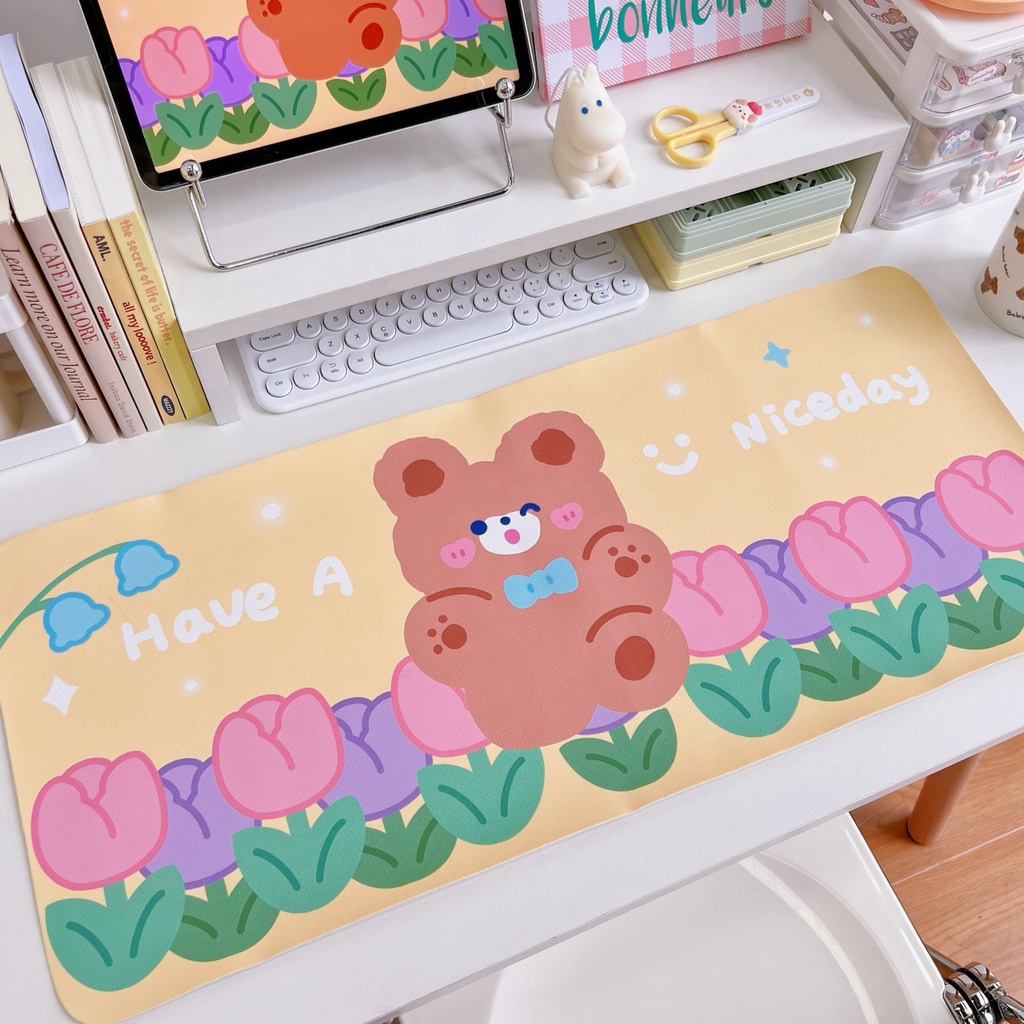Lót chuột cỡ lớn 67x30cm đa họa tiết siêu dễ thương, giúp thao tác chuột dễ dàng, chống trơn trượt LD08