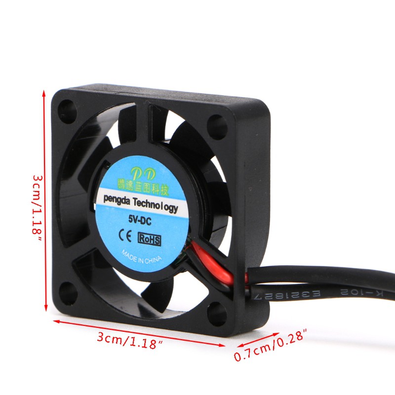 Quạt tản nhiệt DC 5V/12V 30x30x7mm mini 2Pin 2 dây 3007S chất lượng
