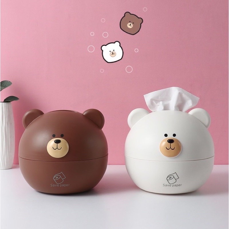 Hộp đựng giấy hình gấu nâu/ trắng siêu cute, Hộp đựng giấy cuộn siêu xinhw