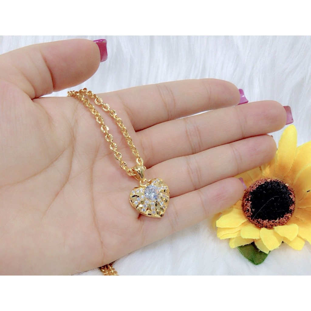 Dây chuyền nữ mặt trái tim xi mạ vàng 18k