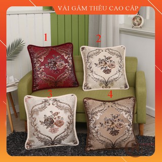 Gối Trang Trí, gối tựa lưng sofa, vỏ gối trang trí, vỏ gối tựa lưng gấm thêu hoa văn