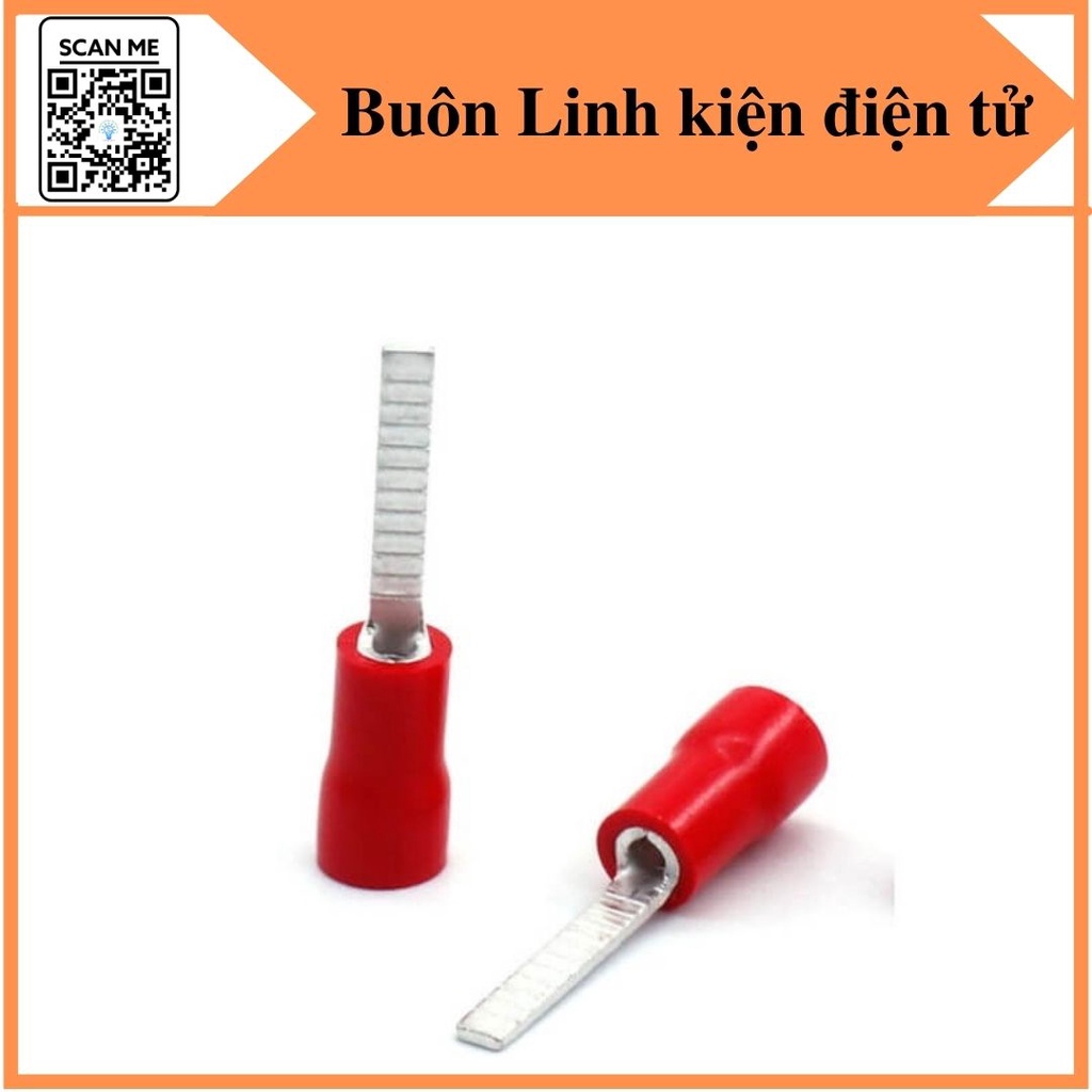 100 Đầu cos pin dẹp DBV 5.5-10, 5.5-14, cosse kim dẹt bọc phủ nhựa, cốt bấm nối dây điện 4mm đến 6mm bằng đồng
