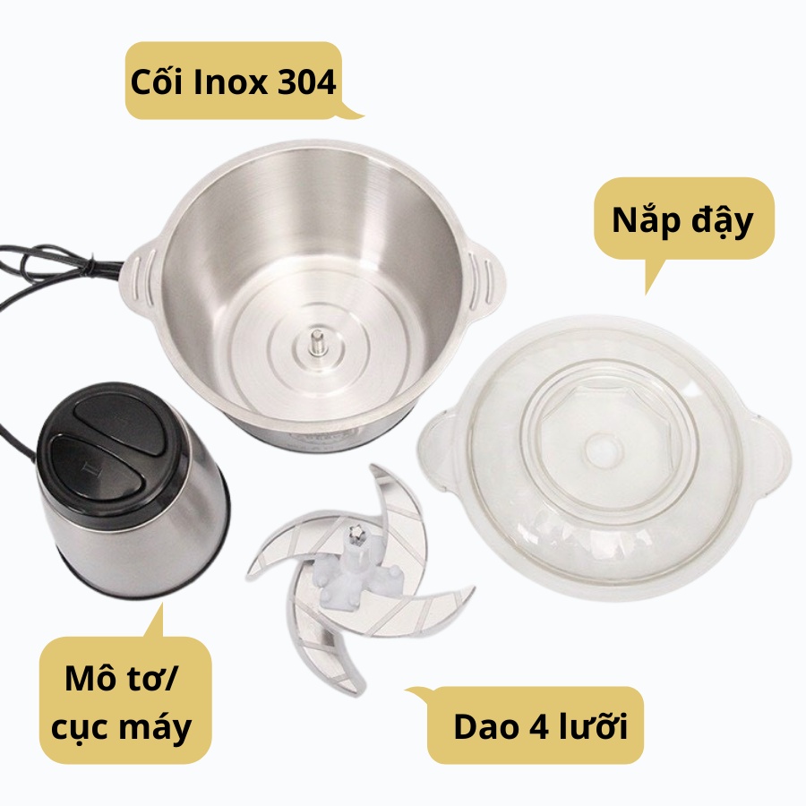 Máy xay thịt đa năng cối Inox - Bảo hành 12 Tháng