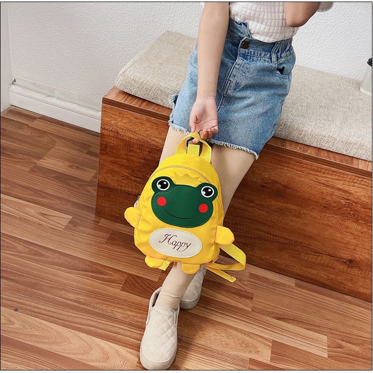 Children's backpack cartoon little frog kindergarten bag Korean style cute men's and women's bag 1-5 years old lost-proof backpack
