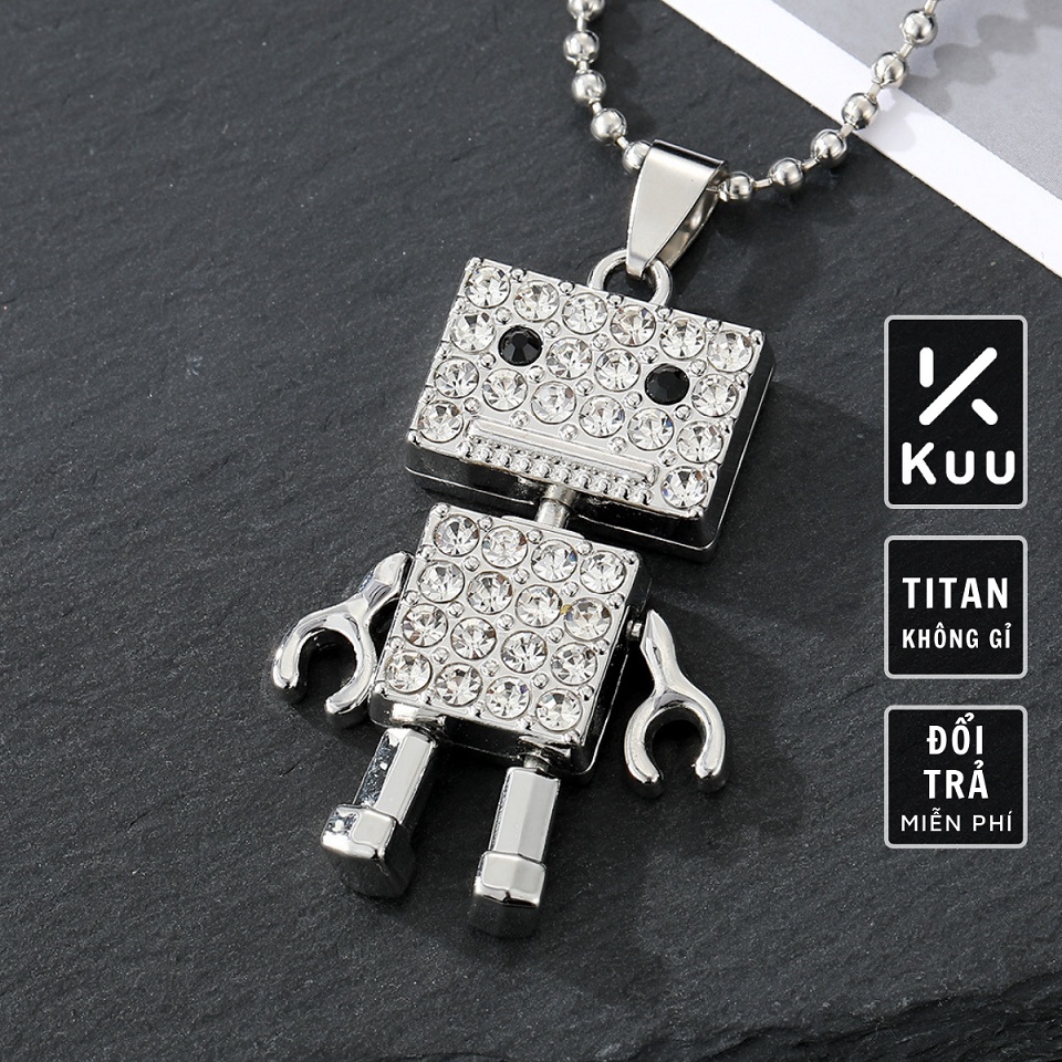 Dây Chuyền Vòng Cổ Cho Nam Nữ Kuu Studio Màu Bạc Unisex Đơn Giản Ngầu Đẹp Chất Liệu Titan Không Gỉ - Vòng cổ Robot đá
