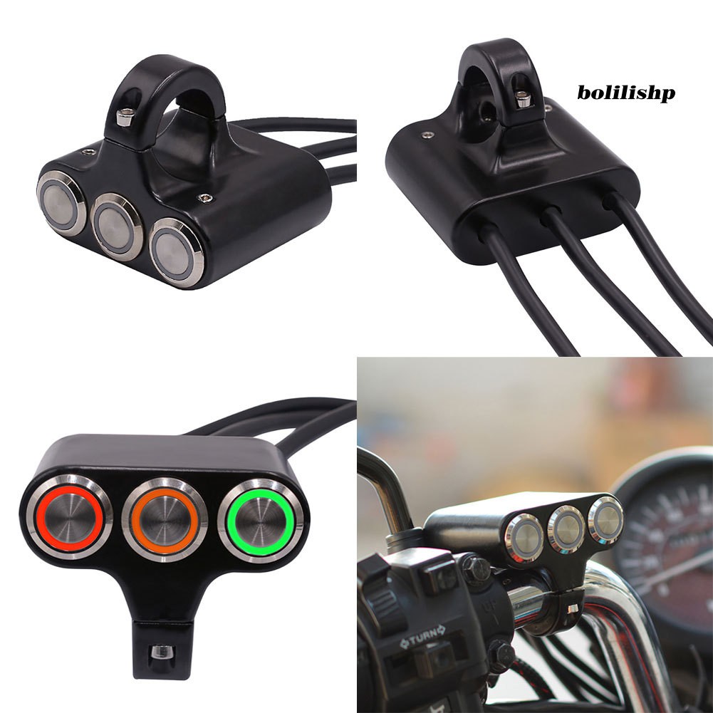 Công Tắc Đèn Pha Gắn Tay Lái Xe Scooter ATV Kèm Đèn Báo Hiệu