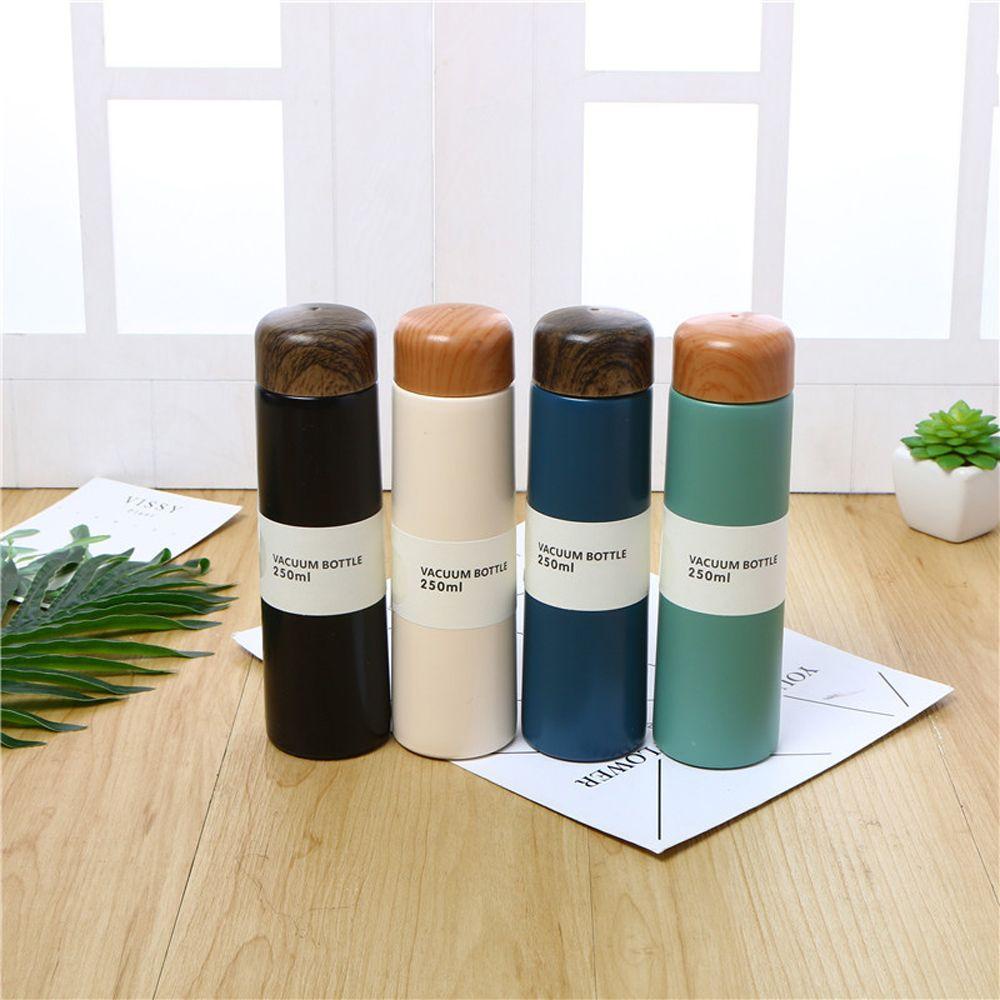 Bình Nước Giữ Nhiệt Mini 150ML / 250ML Bằng Thép Không Gỉ Họa Tiết Vân Gỗ Tiện Dụng Mang Theo Du Lịch