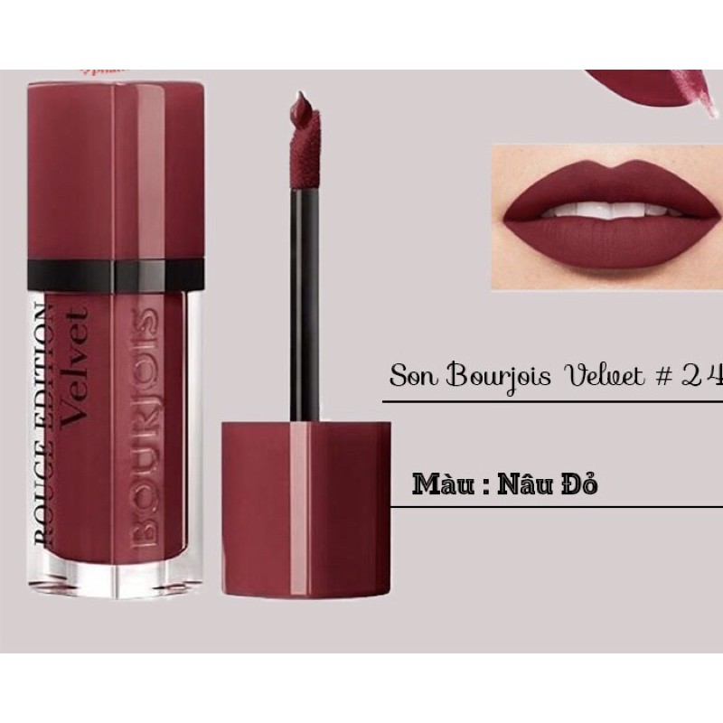 Son Bourjois Velvet #24 màu nâu đỏ