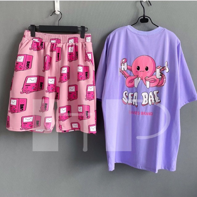 Sét bạch tuộc sea+ quần đùi game hồng THA471
