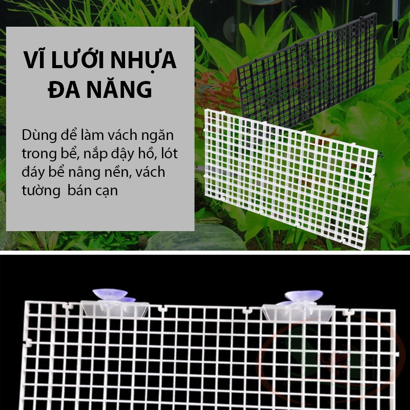 Vĩ nhựa lưới caro đa năng làm vách ngăn nắp đậy bể cá tường rêu bán cạn