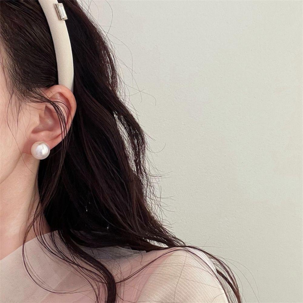 JARRED Bông Tai Hình Tròn Lớn Đính Ngọc Trai Phong Cách Pháp Ngọt Ngào Cho Nữ