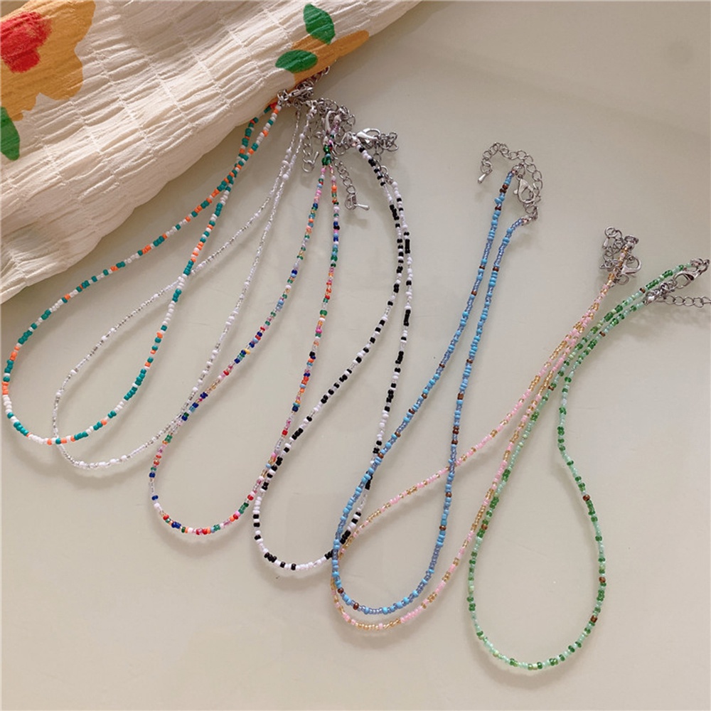 Vòng cổ Xỏ Hạt Màu Sắc Cầu Vồng Phong Cách Bohemian Dành Cho Nữ