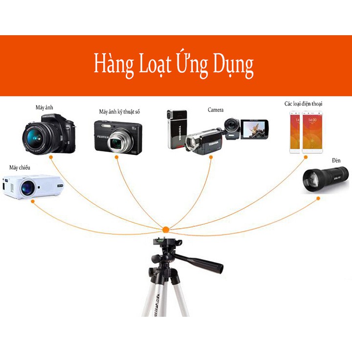 Gậy 3 Chân Tripod 3110 - TF-3120 Chụp Ảnh Selfie Tự Sướng Khung Nhôm Chắc Chắn ( Remote Shutter + Đèn Trợ Sáng)