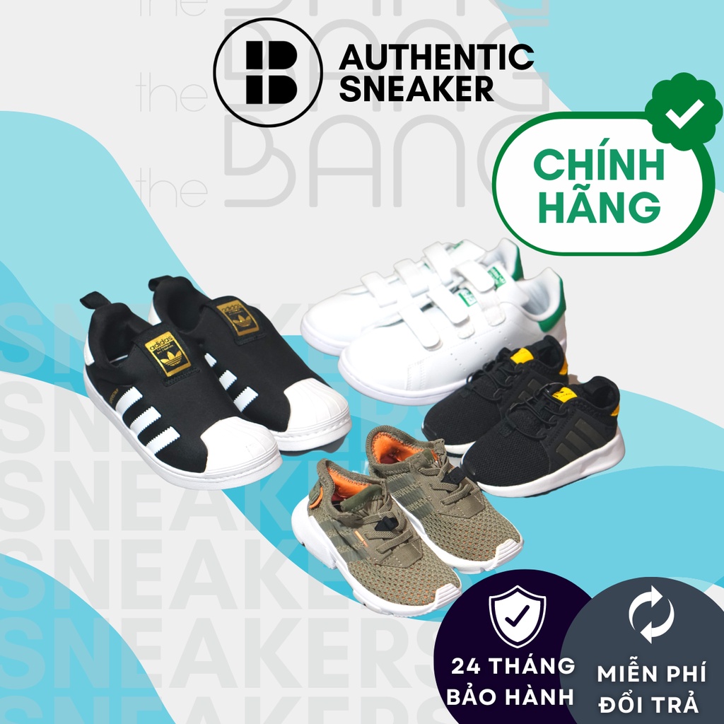 Giày Trẻ Em ADIDAS, Giày thể thao cho bé Superstar, Stan Smith, Pod, XPLR KID, Đen Vàng, Trắng, xanh lá