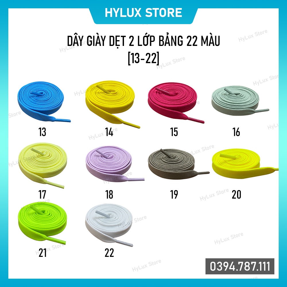 Dây giày dẹt Adidas, Nike 2 lớp loại xịn bảng 22 màu - 10 màu cuối