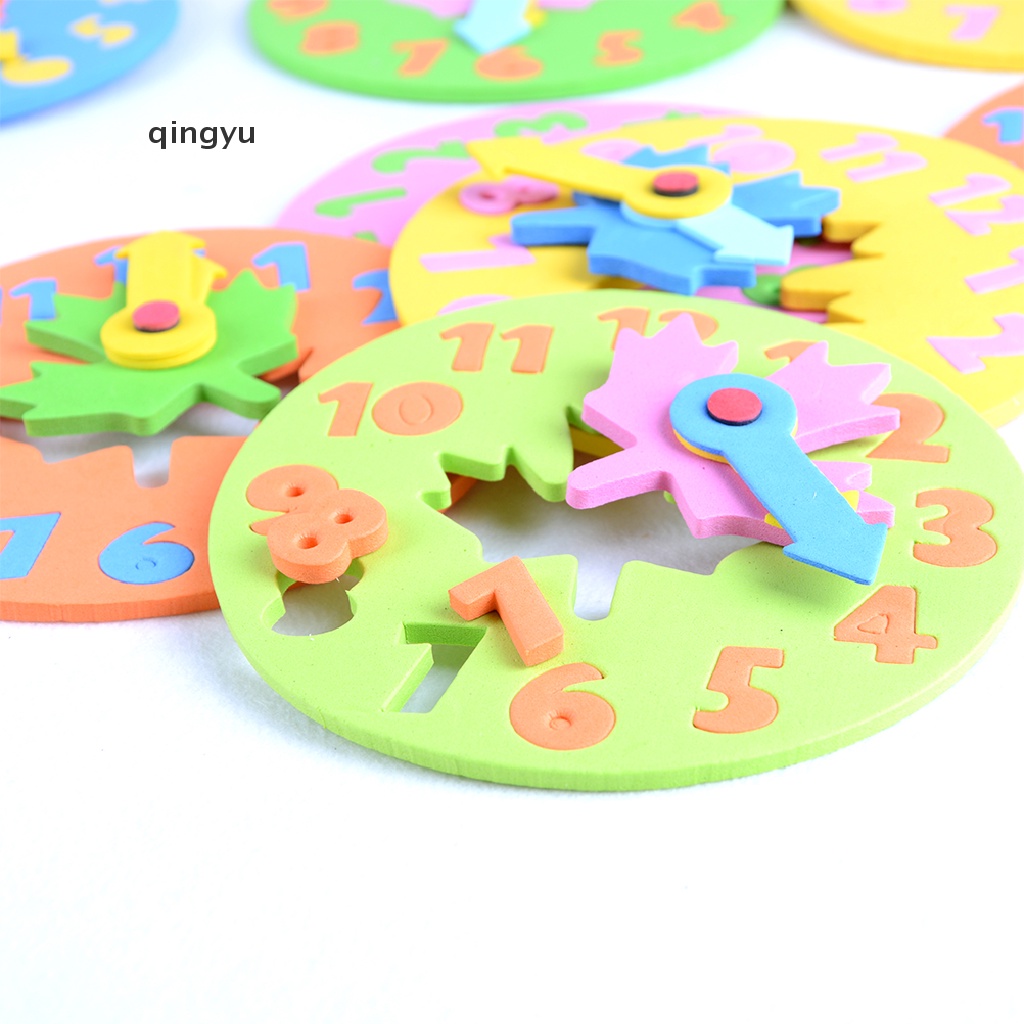 Qingyu Đồng Hồ Xốp EVA Dễ Thương Đồ Chơi Giáo Dục Trẻ Em Xếp Hình Số Thời Gian Jig PLI
