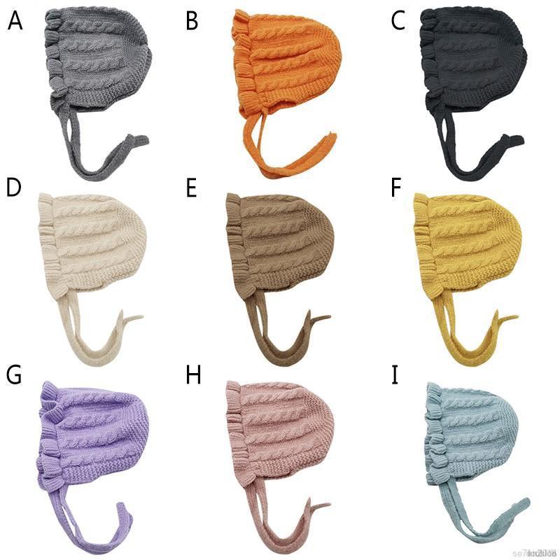 Mũ màu trơn thiết kế nhún bèo phong cách Hàn Quốc xinh xắn cho bé