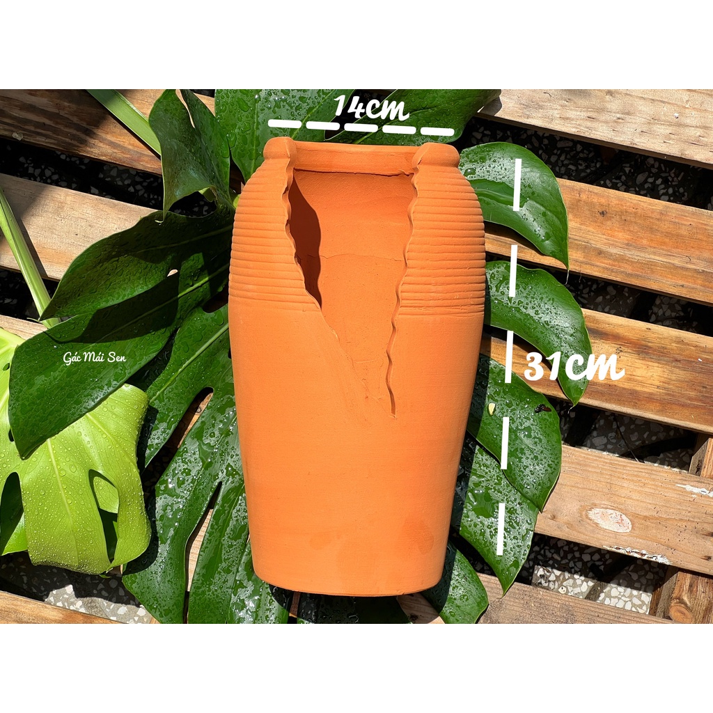 CHẬU ĐẤT NUNG MẪU MỚI BÌNH CẮT KIỂU 1 VÂN MÂY SIZE ĐẠI - CHẬU ĐẤT NUNG TRỒNG SEN