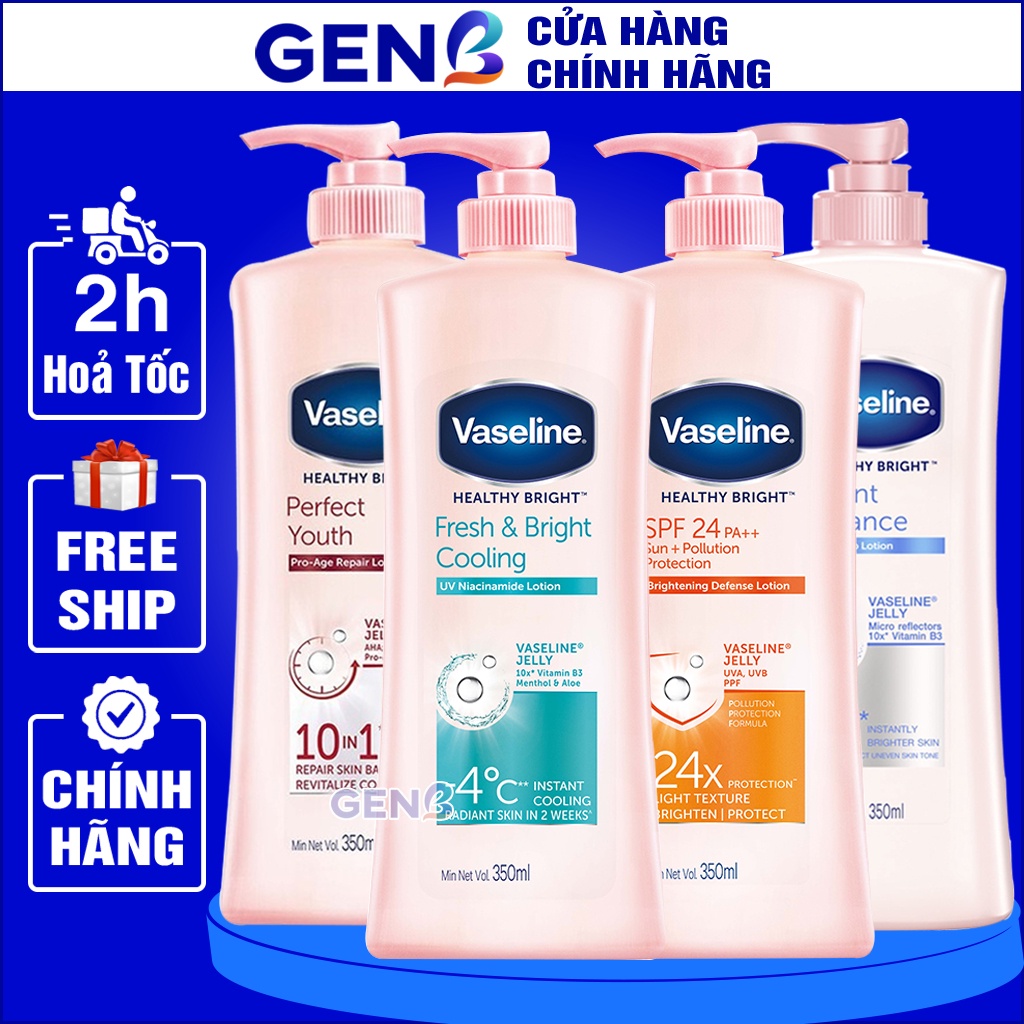 Sữa Dương Thể Trắng Da VASELINE Chính Hãng725ml, 350ml, 200ml - Sữa Dưỡng Thể Chống Nắng Vaseline Dưỡng Ẩm ĐỦ MẪU - Genb