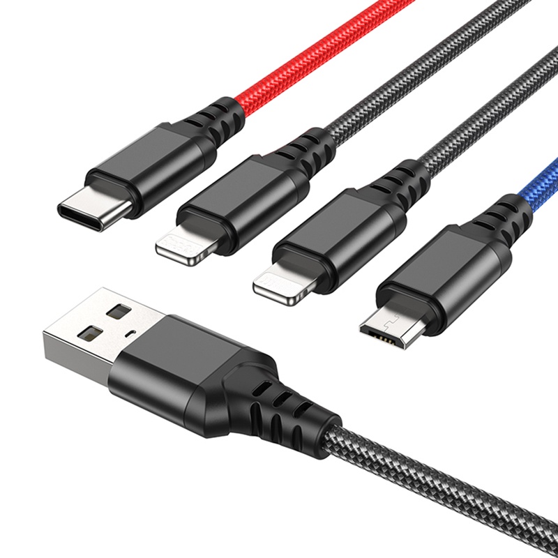 Dây Cáp Sạc Nhanh hoco x76 4 Trong 1 Cho Điện Thoại 13 12 11 android micro usb type c xiaomi samsung s22 s20 huawei