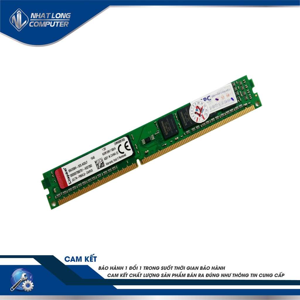 Bộ nhớ trong máy tính RAM Kingston 4Gb DDR3 Bus 1600Mhz đã qua sử dụng.