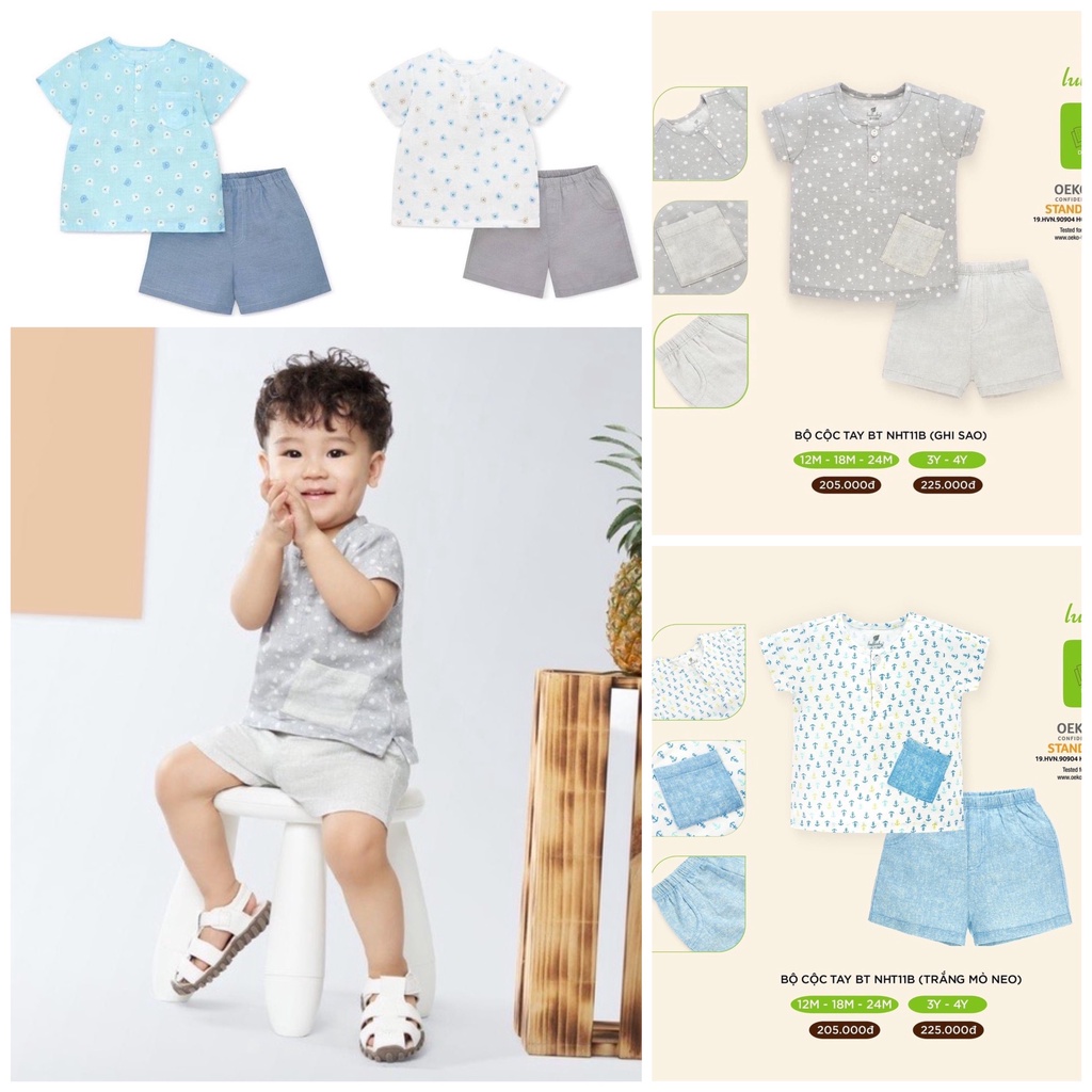 Bộ cộc tay bé trai NHT11B xô Nhật Lullaby