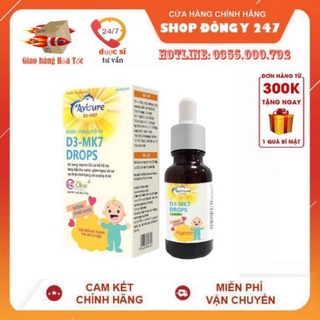 Avisure D3-MK7 Drops.Bổ Sung Vitamin D3,K2 Giúp Bé Hấp Thu Canxi,Phát Triển Chiều Cao