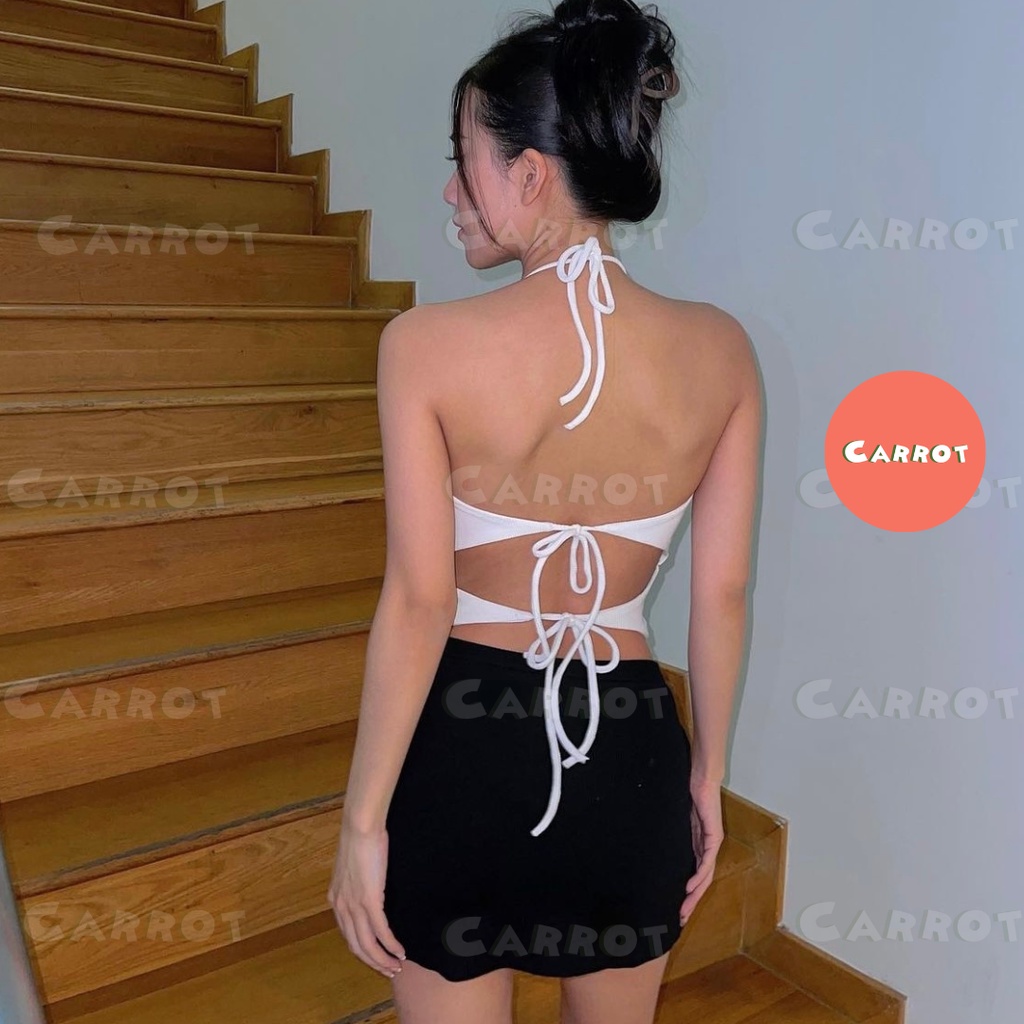 Áo croptop khoét ngực sexy cột dây tôn dáng trendy thời trang nữ carrotxinhdep