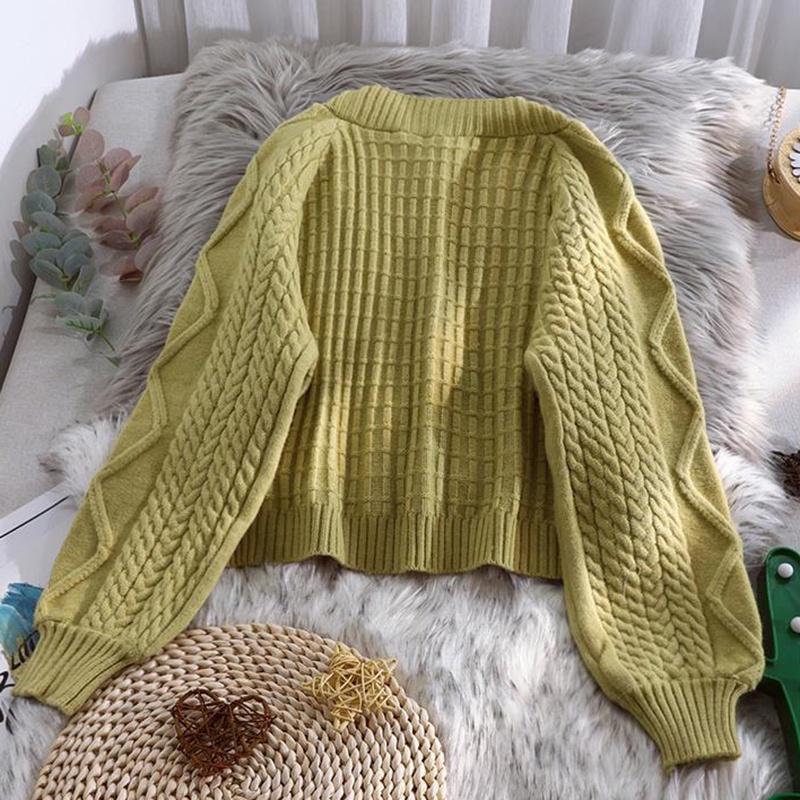 Áo khoác cardigan IELGY dệt kim dáng ngắn rộng tay dài phồng có mùi thơm nhẹ phong cách Hàn Quốc thời trang cho nữ