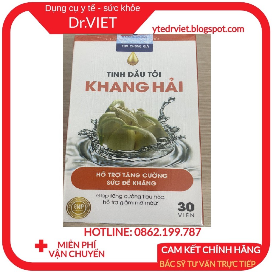 Tinh dầu tỏi Khang Hải- Hộp 30 viên Hỗ trợ tăng cường sức đề kháng, tiêu hóa kém, giảm mỡ máu, bị chướng bụng, đầy hơi