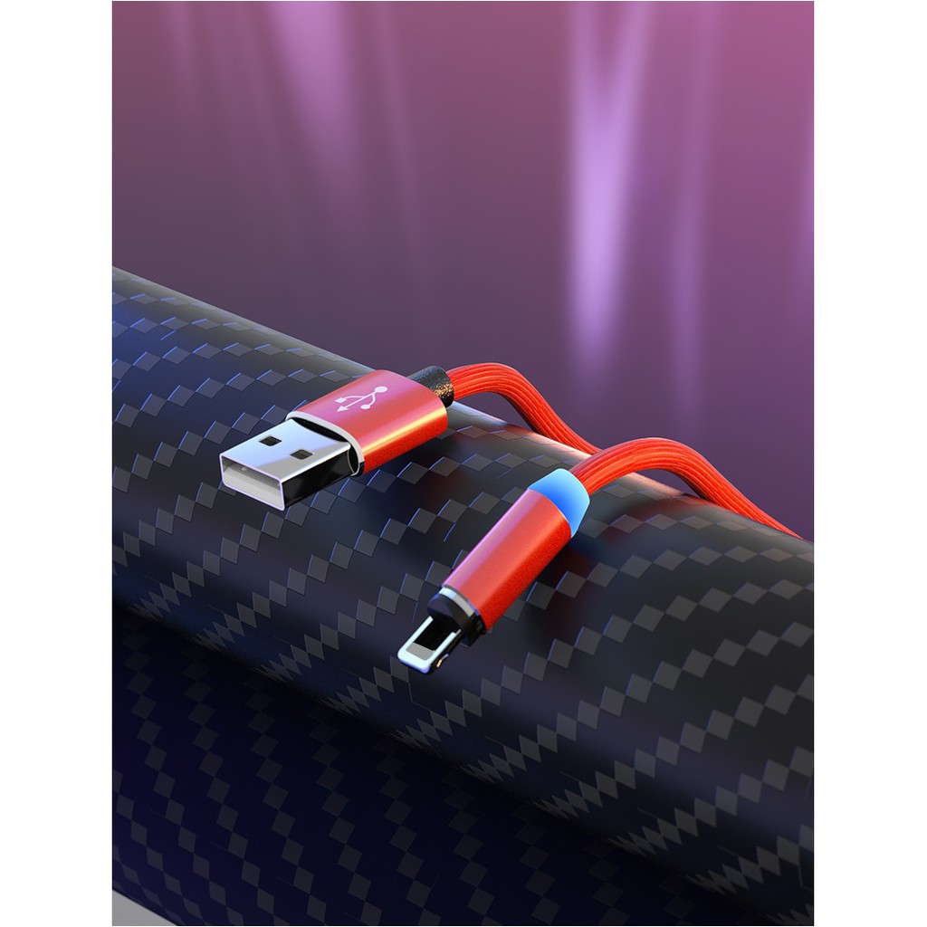 Cáp sạc từ hút nam châm đầu Iphone | micro USB | Type C xoay 360 độ dây dù,có LED cao cấp