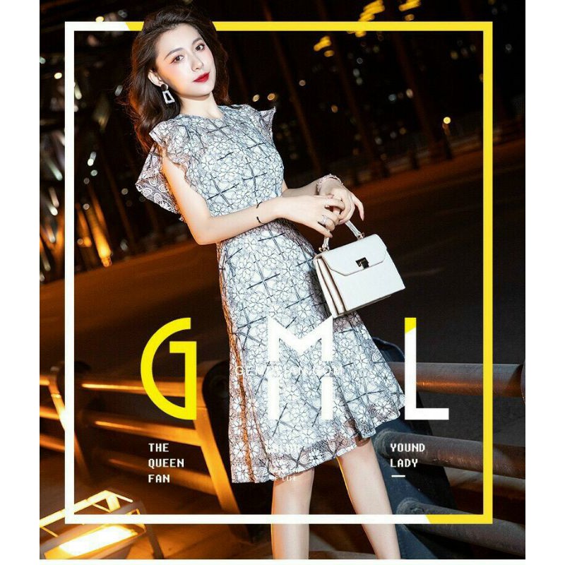 Hàng nhập - Đầm dáng ôm ren hoa cánh tiên, váy body dự tiệc dạo phố