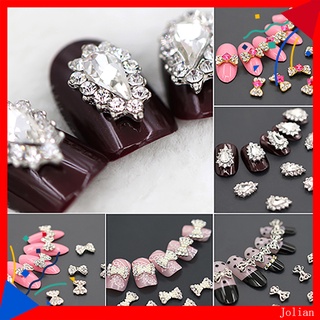 [Hàng mới về] Set 10 sticker hình nơ bằng hợp kim đính đá lấp lánh 3D dùng trang trí móng nghệ thuật DIY